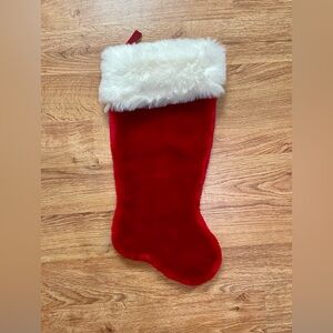 Thick Plush Christmas Stocking Traditional Red With White Trim 19"